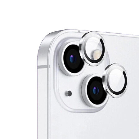 Apple iPhone 14 Plus Uyumlu CL-12 Premium Safir Parmak İzi Bırakmayan Anti-Reflective Kamera Lens Koruyucu Gümüş