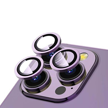 Apple iPhone 14 Pro Max Uyumlu CL-12 Premium Safir Parmak İzi Bırakmayan Anti-Reflective Kamera Lens Koruyucu Derin Mor
