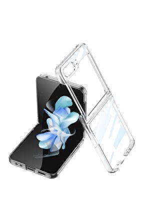 Samsung Galaxy Z Flip 5 Uyumlu Kılıf Kıpta Lensli Kapak Renksiz