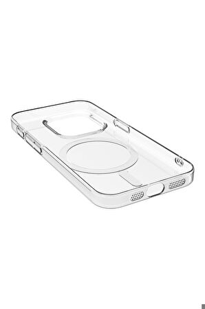 Apple iPhone 15 Pro Uyumlu Kılıf Magsafe Şarj Özellikli Şeffaf Tek Kamera Çerçeveli Porto Kapak