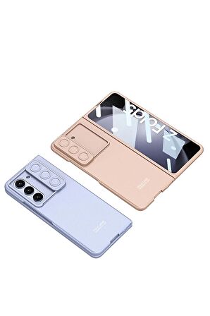 Samsung Galaxy Z Fold 5 Uyumlu Kılıf Kamera Korumalı Kıpta Sürgülü Kapak