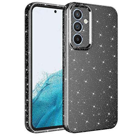 Samsung Galaxy A24 Uyumlu Kılıf Kamera Korumalı Simli Lüks Koton Kapak Gri