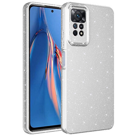 Xiaomi Redmi Note 12 Pro 4G Uyumlu Kılıf Kamera Korumalı Simli Lüks Koton Kapak Gümüş