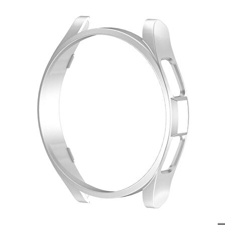 Samsung Galaxy Watch 6 Classic 47 Mm Uyumlu Sert PC Kasa Koruyucu Darbeye Dayanıklı Koruyucu Gard 28 Gümüş