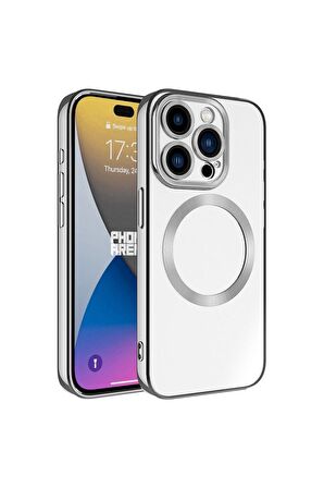 Apple iPhone 15 Pro Max Uyumlu Kılıf Magsafe Wireless Şarj Özellikli Setro Silikon Koyu Gri