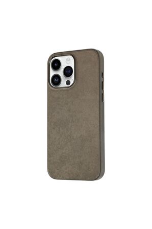Apple iPhone 15 Pro Max Uyumlu Kılıf Mikro Fiber Mimoza Kapak Kahverengi