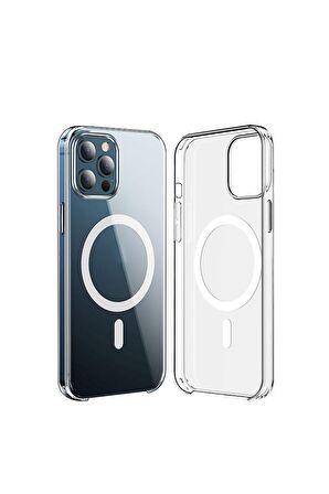 Apple iPhone 15 Pro Max Uyumlu Kılıf Wireless Şarj Özellikli Şeffaf Orjin Kapak
