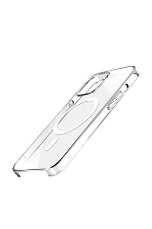 Apple iPhone 15 Pro Max Uyumlu Kılıf Wireless Şarj Özellikli Şeffaf Orjin Kapak