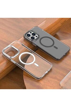 Apple iPhone 15 Pro Max Uyumlu Kılıf Wireless Şarj Özellikli Şeffaf Efsane Kapak