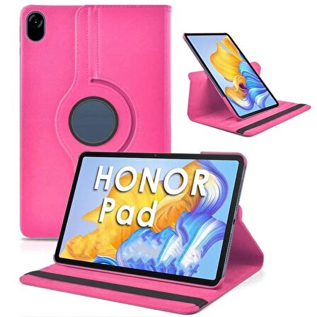 Huawei Honor Pad X9 11.5' Uyumlu Tablet Kılıfı 360 Dönebilen Standlı Kılıf Pembe Koyu