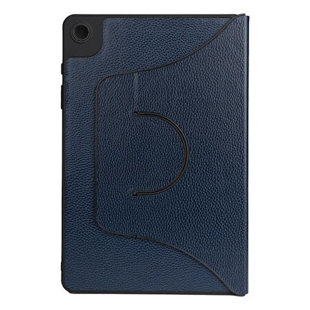 Samsung Galaxy Tab A9 Uyumlu Tablet Kılıfı Fest Dönebilen Standlı Pu Deri Kılıf Lacivert