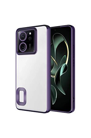 Xiaomi Mi 13T Pro Uyumlu Kılıf Kamera Korumalı Logo Gösteren Omega Kapak Derin Mor