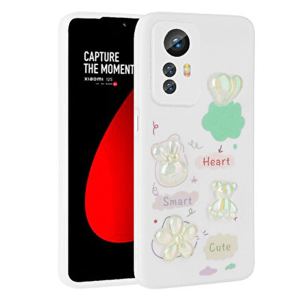 Xiaomi Redmi Note 12S Uyumlu Kılıf Kabartma Figürlü Parlak Toys Silikon Kapak Beyaz