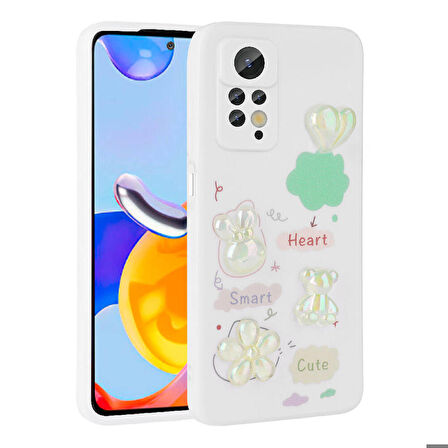 Xiaomi Redmi Note 12 Pro 4G Uyumlu Kılıf Kabartma Figürlü Parlak Toys Silikon Kapak Beyaz