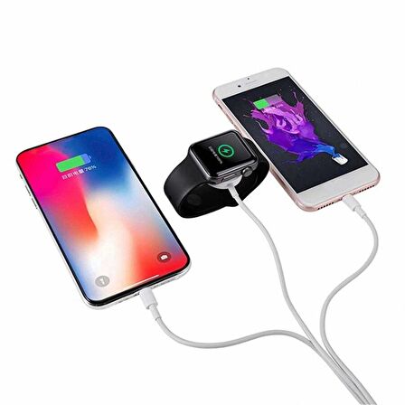 Akıllı Saat 3 in 1 Lightning-Type-C-Wireless USB Şarj Kablosu