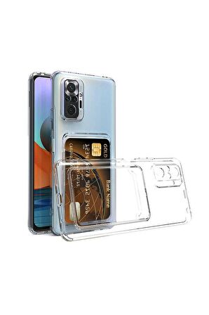 Xiaomi Redmi Note 10 Pro Uyumlu Kılıf Kartlıklı Şeffaf Setra Clear Silikon Kapak