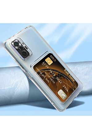 Xiaomi Redmi Note 10 Pro Uyumlu Kılıf Kartlıklı Şeffaf Setra Clear Silikon Kapak