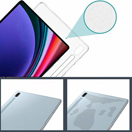 Samsung Galaxy Tab S9 FE Plus Uyumlu Tablet Kılıfı Şeffaf Süper Silikon Kapak