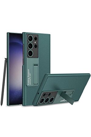 Samsung Galaxy S24 Ultra Uyumlu Kılıf Kıpta Standlı Kapak Yeşil