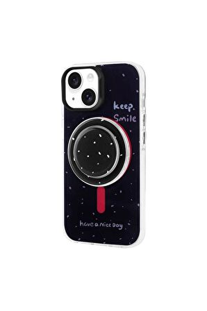 Apple iPhone 15 Uyumlu Kılıf Magsafe Şarj Özellikli Tak-Çıkar Pop Soketli Tiktok Kapak Siyah