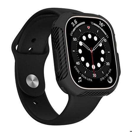 Apple Watch Ultra 49 Mm Uyumlu Silikon TPU Kasa Koruyucu Darbe Emici Protective Koruma Gard 31 Siyah