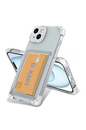 Apple iPhone 13 Uyumlu Kılıf Airbag Tasarımlı Şeffaf Kartlıklı G-Kart Kapak