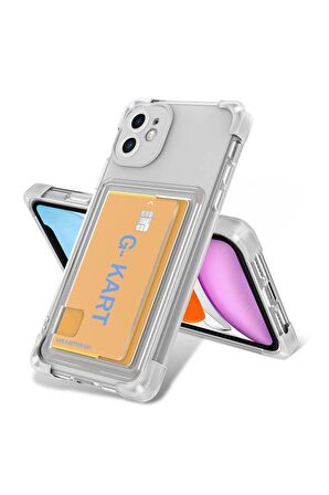 Apple iPhone 11 Uyumlu Kılıf Airbag Tasarımlı Şeffaf Kartlıklı G-Kart Kapak