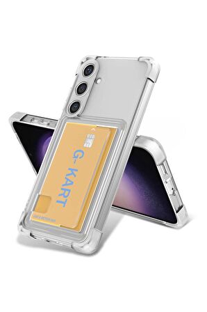 Samsung Galaxy S24 Plus Uyumlu Kılıf Airbag Tasarımlı Şeffaf Kartlıklı G-Kart Kapak