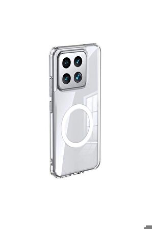 Xiaomi Mi 14 Uyumlu Kılıf Sert PC Arka Yüzey Wireless Şarj Özellikli Flet Magsafe Kapak Renksiz