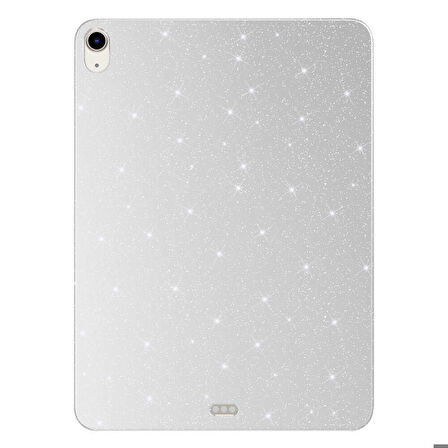 Apple iPad Air 10.9 2022 (5.Nesil) Uyumlu Tablet Kılıfı Koton Case Simli Kapak Gümüş