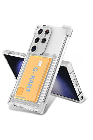 Samsung Galaxy S24 Ultra Uyumlu Kılıf Airbag Tasarımlı Şeffaf Kartlıklı G-Kart Kapak