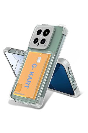 Xiaomi Mi 14 Uyumlu Kılıf Airbag Tasarımlı Şeffaf Kartlıklı G-Kart Kapak