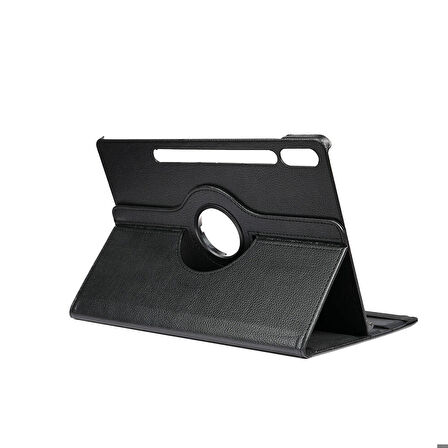 Samsung Galaxy Tab S9 FE Plus Uyumlu Tablet Kılıfı 360 Dönebilen Standlı Kılıf Siyah