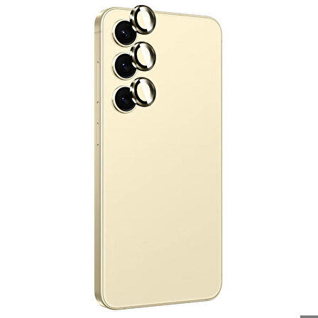 Samsung Galaxy S24 Plus Uyumlu Titanium Premium Temperli Kamera Lens Koruyucu Sarı