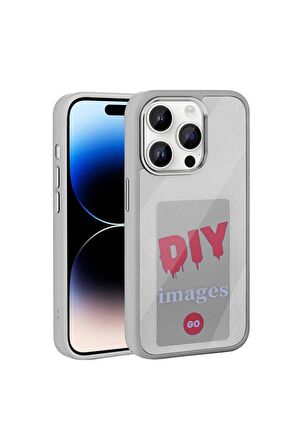 Apple iPhone 14 Pro Uyumlu Kılıf Ekranı Yansıtan Akıllı NFC Kapak Gri