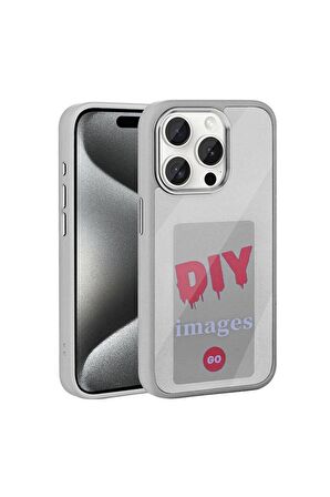 Apple iPhone 15 Pro Uyumlu Kılıf Ekranı Yansıtan Akıllı NFC Kapak Gri