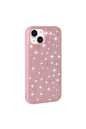 Apple iPhone 13 Uyumlu Kılıf Parlak Taşlı Tasarım Pırlanta Kapak Pembe
