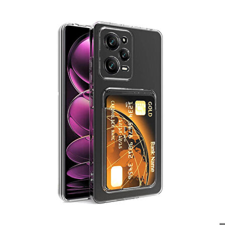 Xiaomi Redmi Note 12 Pro 5G Uyumlu Kılıf Kartlıklı Şeffaf Setra Clear Silikon Kapak