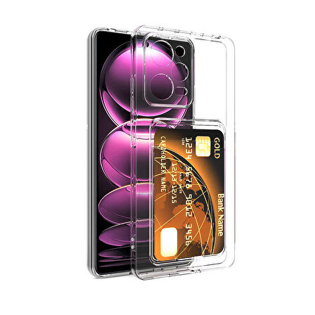 Xiaomi Redmi Note 12 Pro 5G Uyumlu Kılıf Kartlıklı Şeffaf Setra Clear Silikon Kapak
