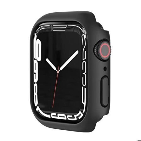 Apple Watch 38 Mm Uyumlu Kasa Ve Ekran Koruyucu Sert Silikon Renkli 360 Sert Pc Klasik Gard 01 Siyah