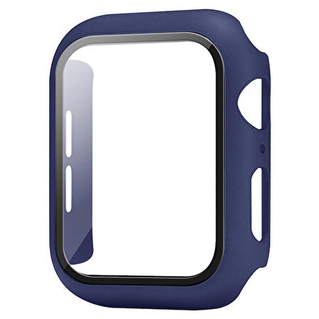 Apple Watch 38 Mm Uyumlu Kasa Ve Ekran Koruyucu Sert Silikon Renkli 360 Sert Pc Klasik Gard 01 Lacivert