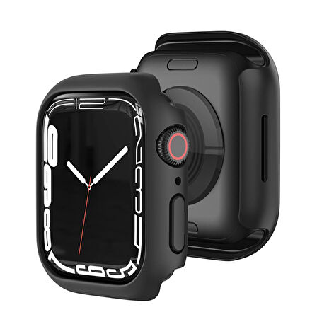 Apple Watch 40 Mm Uyumlu Kasa Ve Ekran Koruyucu Sert Silikon Renkli 360 Sert Pc Klasik Gard 01 Siyah