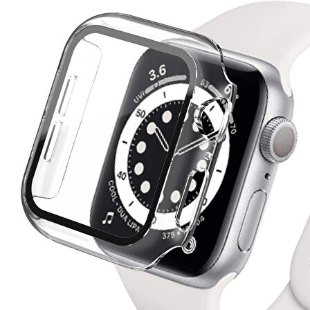 Apple Watch 42 Mm Uyumlu Kasa Ve Ekran Koruyucu Sert Silikon Renkli 360 Sert Pc Klasik Gard 01 Şeffaf