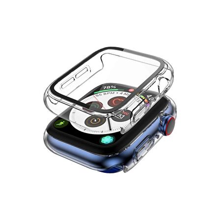 Apple Watch 42 Mm Uyumlu Kasa Ve Ekran Koruyucu Sert Silikon Renkli 360 Sert Pc Klasik Gard 01 Şeffaf