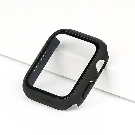 Apple Watch 42 Mm Uyumlu Kasa Ve Ekran Koruyucu Sert Silikon Renkli 360 Sert Pc Klasik Gard 01 Siyah