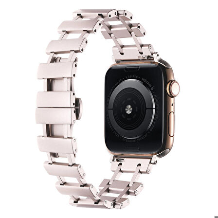 Apple Watch 3/4/5/6/7/8/9 Se Ultra 42-44-45-49 Mm Uyumlu Kordon Metal Paslanmaz Parçalı Kayış KRD-96 Starlight