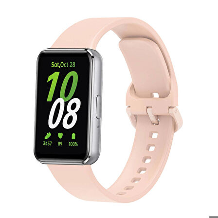 Samsung Galaxy Fit 3 Uyumlu Kordon Silikon Spor Esnek Klipsli Kayış Pembe