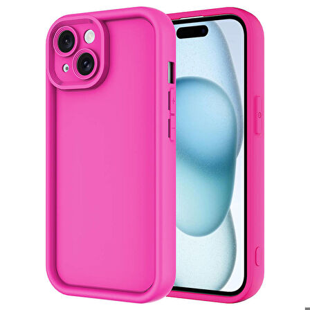Apple iPhone 13 Uyumlu Kılıf Kamera Korumalı Esnek Yumuşak Ananas Kapak Pembe Koyu