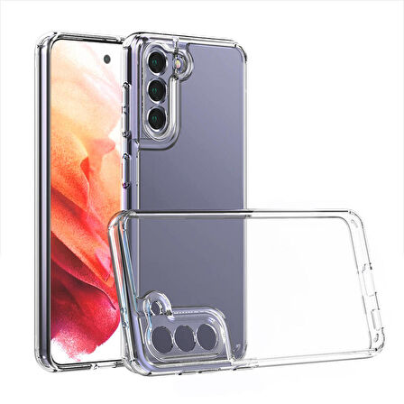 Samsung Galaxy S21 FE Uyumlu Kılıf Sert Silikon Kamera Korumalı Şeffaf Coss Kapak
