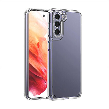 Samsung Galaxy S21 FE Uyumlu Kılıf Sert Silikon Kamera Korumalı Şeffaf Coss Kapak